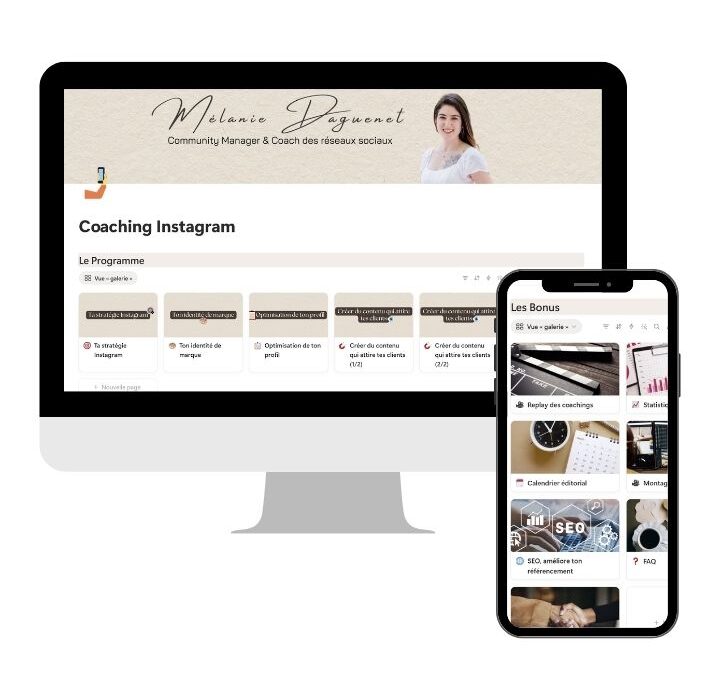 Espace de coaching Instagram dans notion